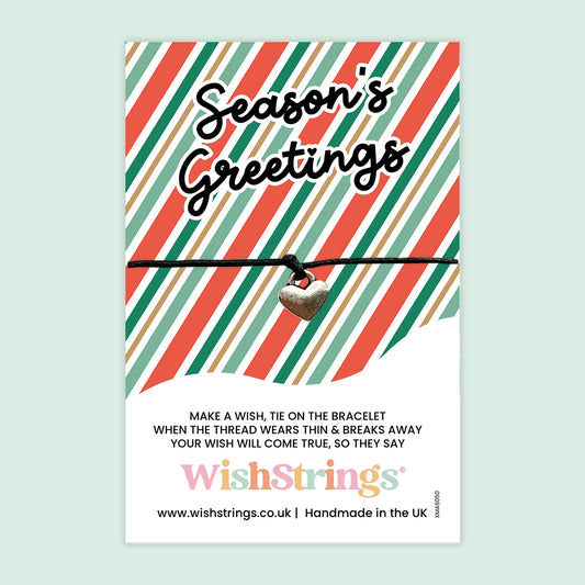 WishStrings ‘Seasons Greetings’ Wish Bracelet | Handmade Christmas Keepsake Gift | Thoughtful Token of Festive Cheer | Letterbox Friendly Holiday Bracelet