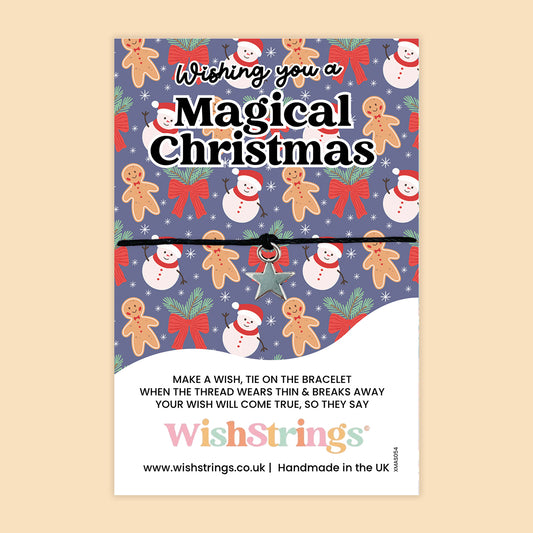 WishStrings ‘Wishing You a Magical Christmas’ Wish Bracelet | Festive Handmade Gift for the Holiday Season | Letterbox Friendly Keepsake | Small Token of Christmas Magic