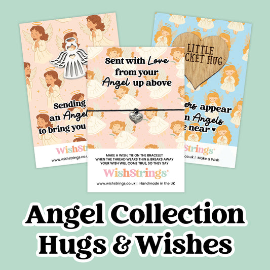 Angel Collection – 6 Pocket Hugs, 6 WishStrings & 6 Angel Tokens | Guardian Angel Gifts | Handmade Comfort Keepsakes