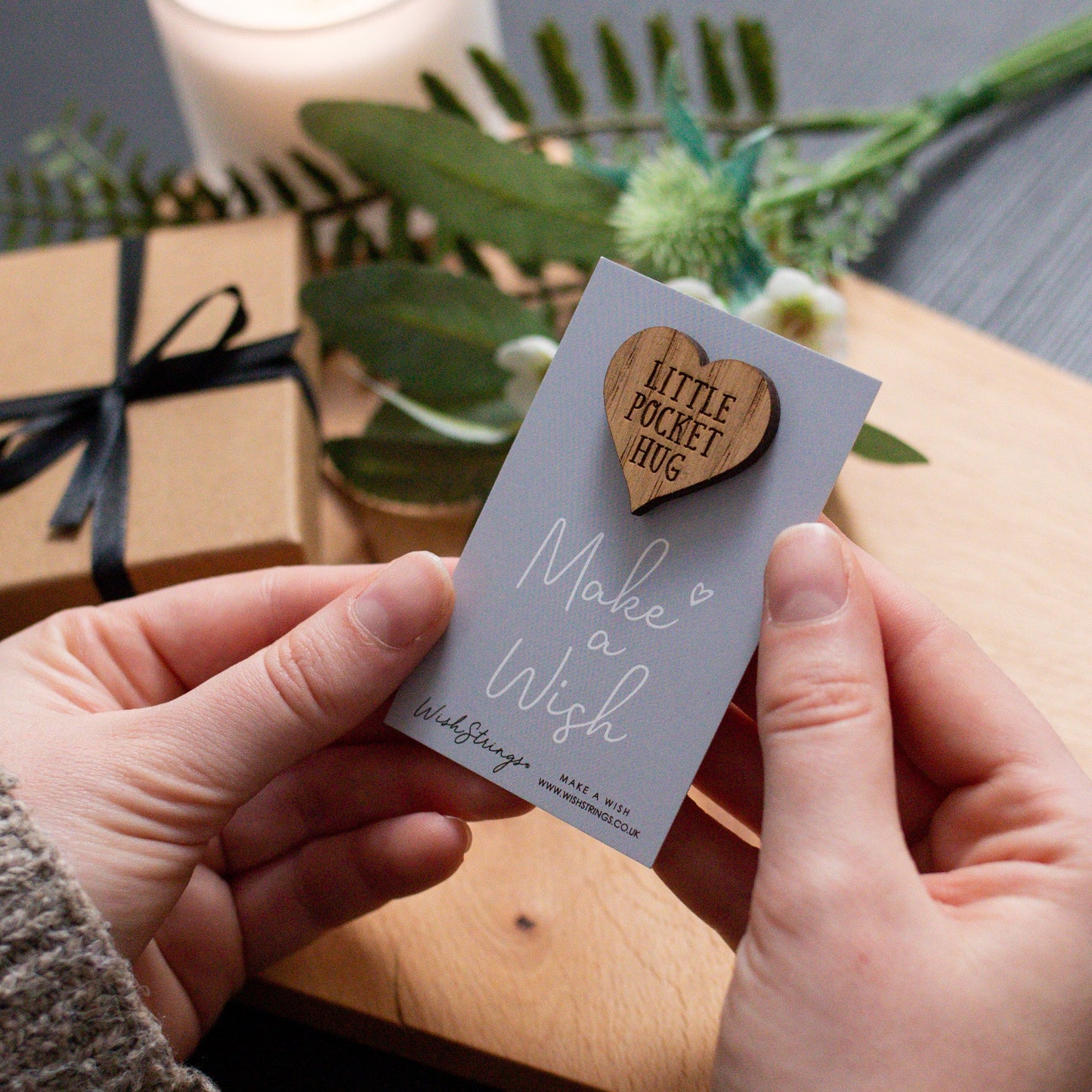 SALE - STAY SAFE - Oak Pocket Hug Token | S068-PH