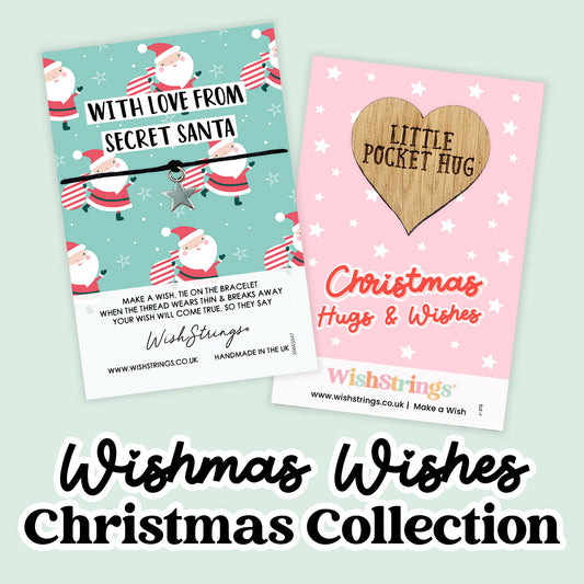 Christmas Collection – Festive Wish Bracelets & Pocket Hug Tokens | Handmade Keepsakes with Charms & Seasonal Quotes | Thoughtful Stocking Fillers