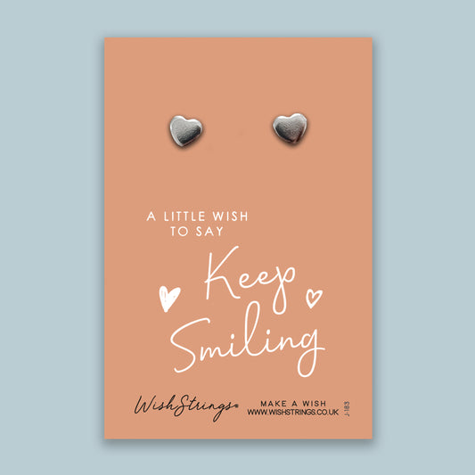 Keep Smiling - Silver Heart Stud Earrings | 304 Stainless - Hypoallergenic