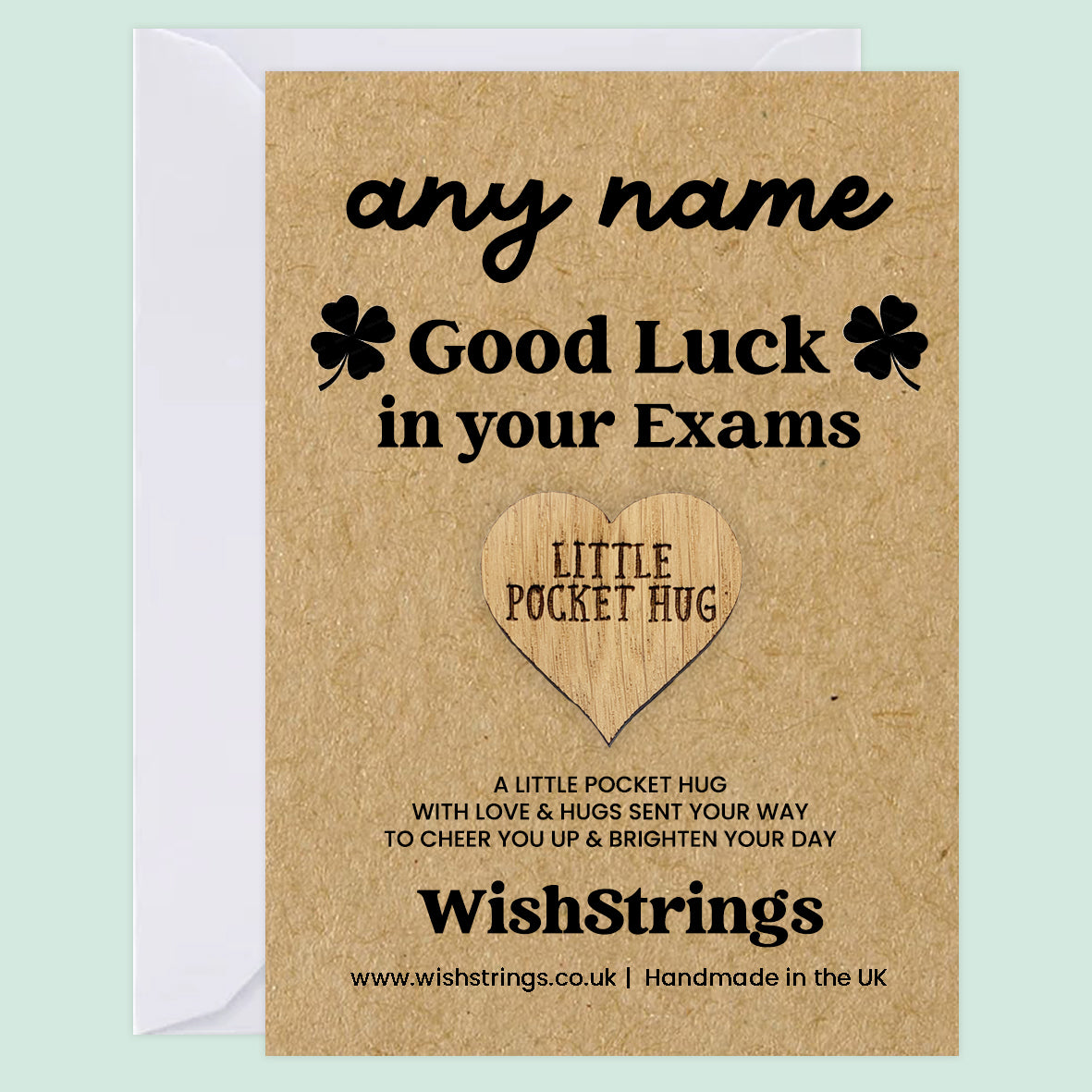 Personalised Pocket Hug – “Good Luck in Your Exams” | Custom Name Token Gift for Students & School Leavers