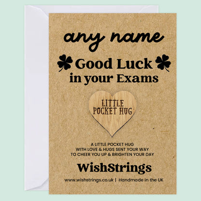Personalised Pocket Hug – “Good Luck in Your Exams” | Custom Name Token Gift for Students & School Leavers