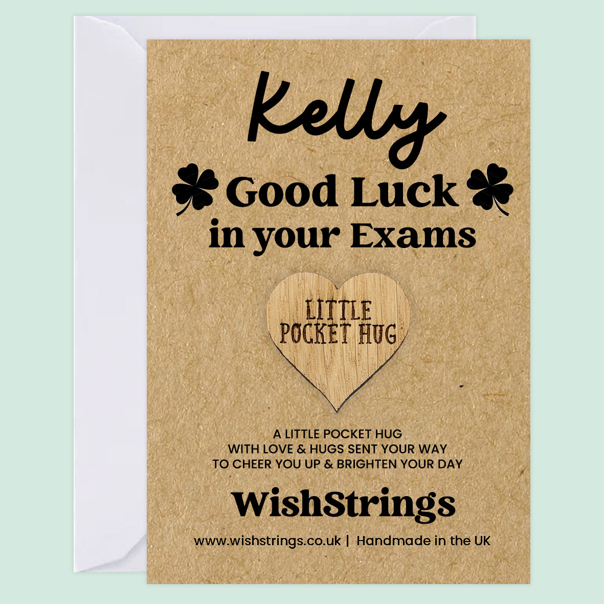Personalised Pocket Hug – “Good Luck in Your Exams” | Custom Name Token Gift for Students & School Leavers