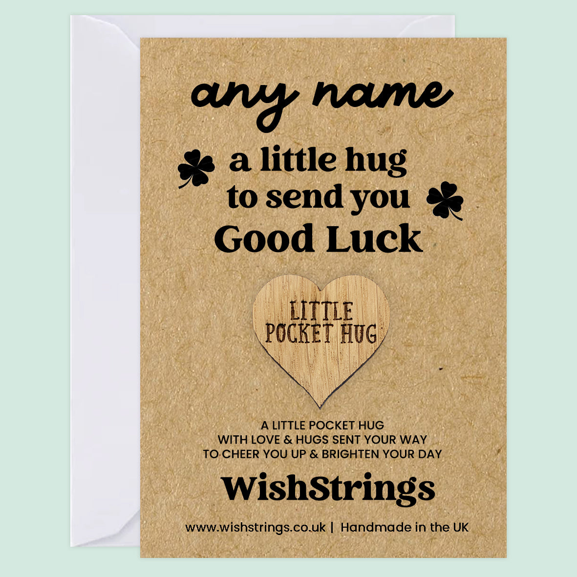 Personalised Pocket Hug – A Little Hug to Send You Good Luck | Custom Name Gift Token for Encouragement & Support