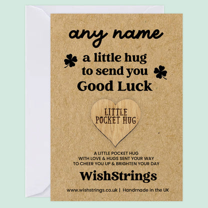 Personalised Pocket Hug – A Little Hug to Send You Good Luck | Custom Name Gift Token for Encouragement & Support