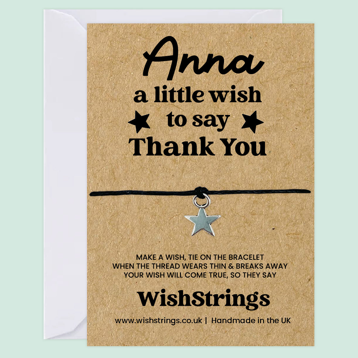 Personalised Thank You Wish Bracelet – Custom Name Gift for Teachers, Assistants & Special Thank Yous