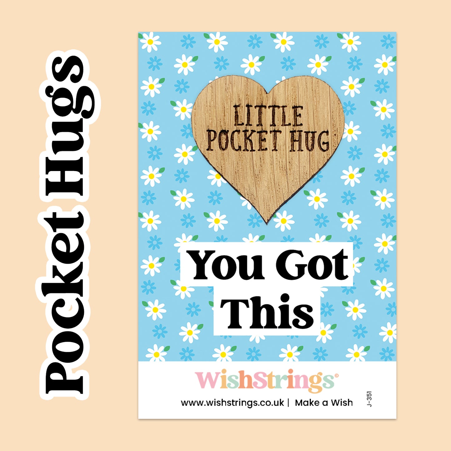 Pocket Hug - Choose Design  | Mixed Sentiment Keepsake Tokens | Thoughtful Gifts for Every Occasion | Mini Wooden Hug Cards