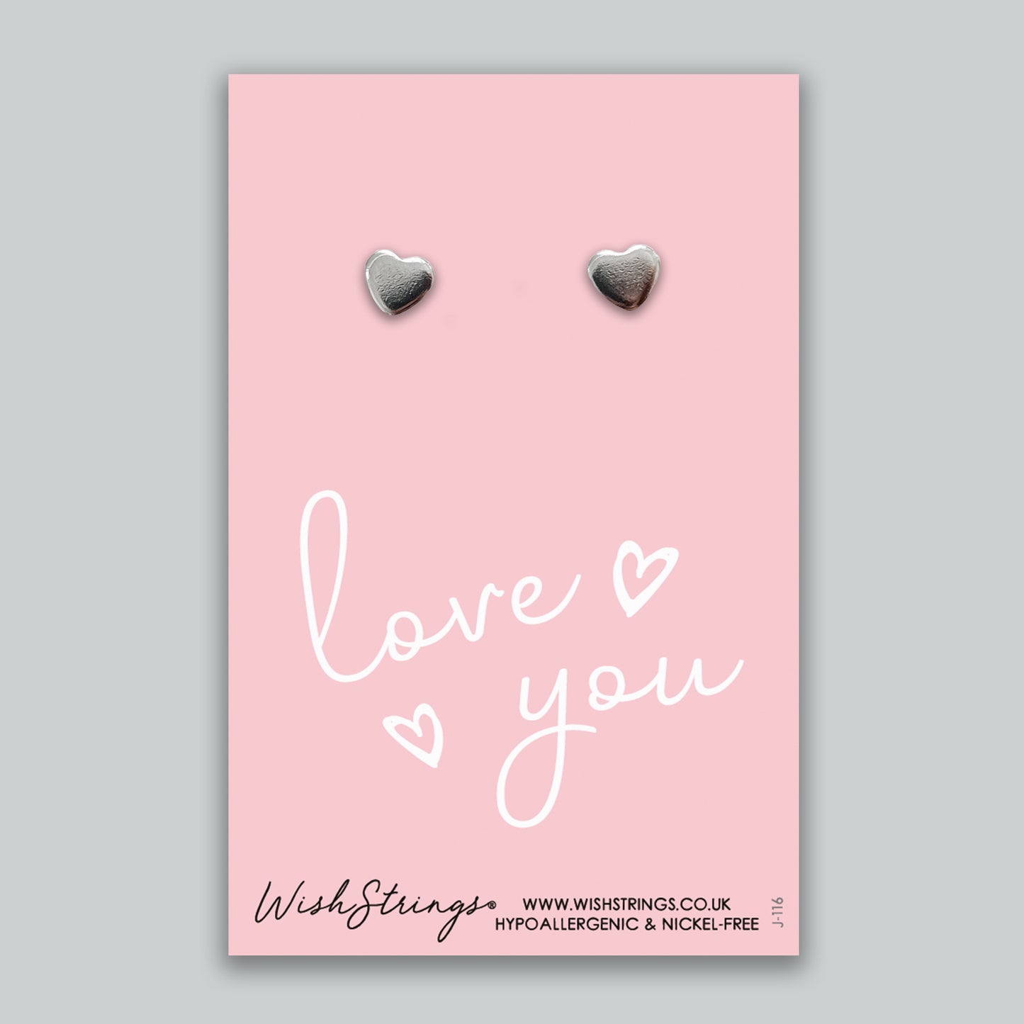 Love You - Silver Heart Stud Earrings | 304 Stainless - Hypoallergenic