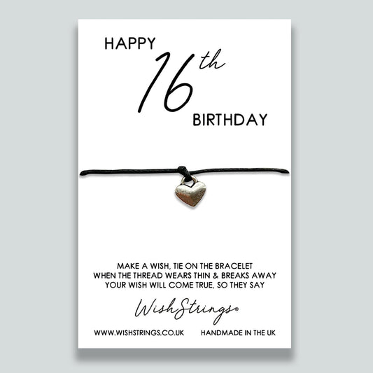 16th Birthday - WishStrings Wish Bracelet - Friendship Bracelet with Quote Card | Birthday Gift, Sweet 16th