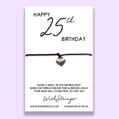 25th Birthday - WishStrings Wish Bracelet - Friendship Bracelet with Quote Card | Birthday Gift for Card