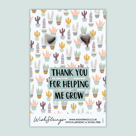 a thank card with a cactus pattern and the words thank you for helping me grow