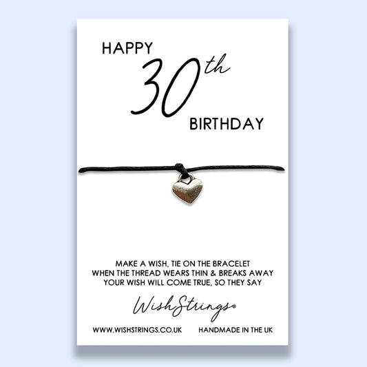 30th Birthday - WishStrings Wish Bracelet - Friendship Bracelet with Quote Card | Birthday Gift for Card