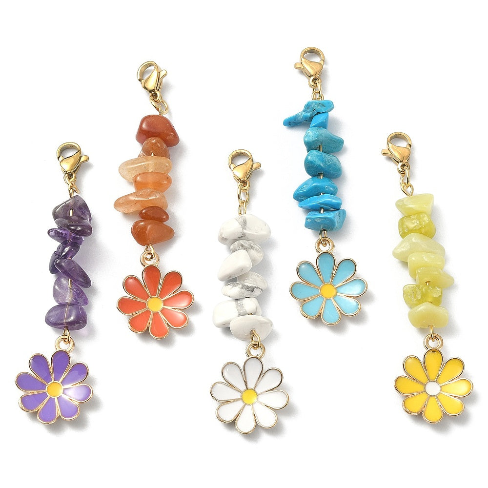 Flowers - Wish Charms - Keepsake Clip on Charm with Gemstones