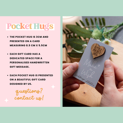 Congrats - Little Pocket Hug - Wooden Heart Keepsake Token