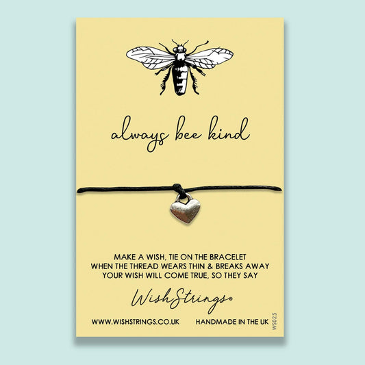 Always Bee Kind - WishStrings Wish Bracelet - Friendship Bracelet with Quote Card | Positive Affirmation