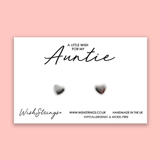 Auntie - Silver Heart Stud Earrings | 304 Stainless - Hypoallergenic