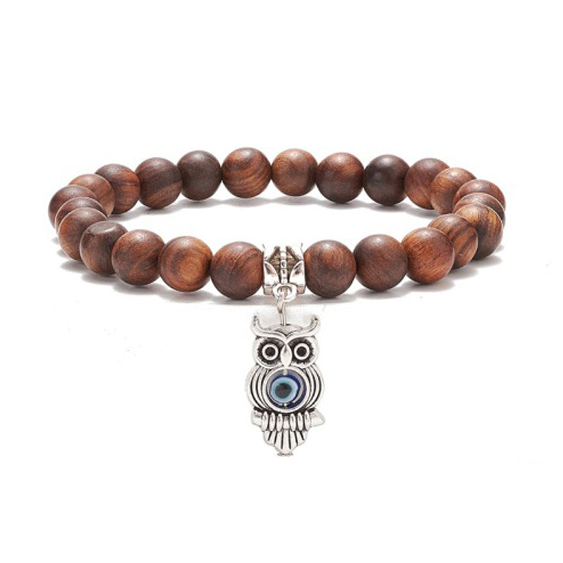 Owl with Lucky Eye - Beaded Stretch Bracelet (B009)