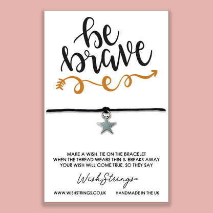 Be Brave - WishStrings Wish Bracelet - Friendship Bracelet with Quote Card | Positive Affirmation Quote