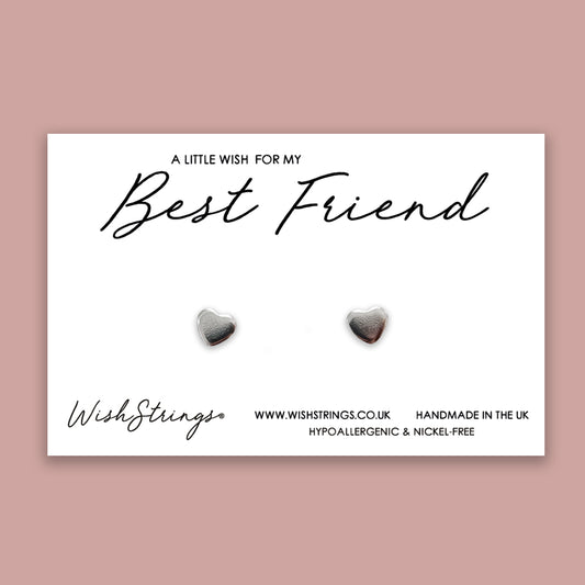 Best Friend - Silver Heart Stud Earrings | 304 Stainless - Hypoallergenic