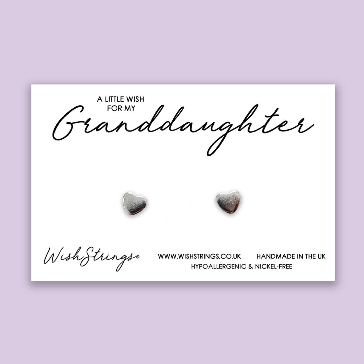 Granddaughter - Silver Heart Stud Earrings | 304 Stainless - Hypoallergenic