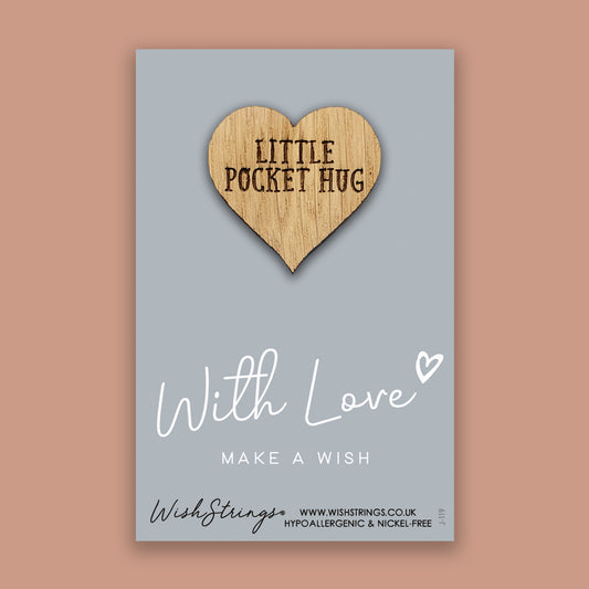 With Love, Make a Wish - Little Pocket Hug - Wooden Heart Keepsake Token