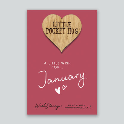 January - Little Pocket Hug - Wooden Heart Keepsake Token