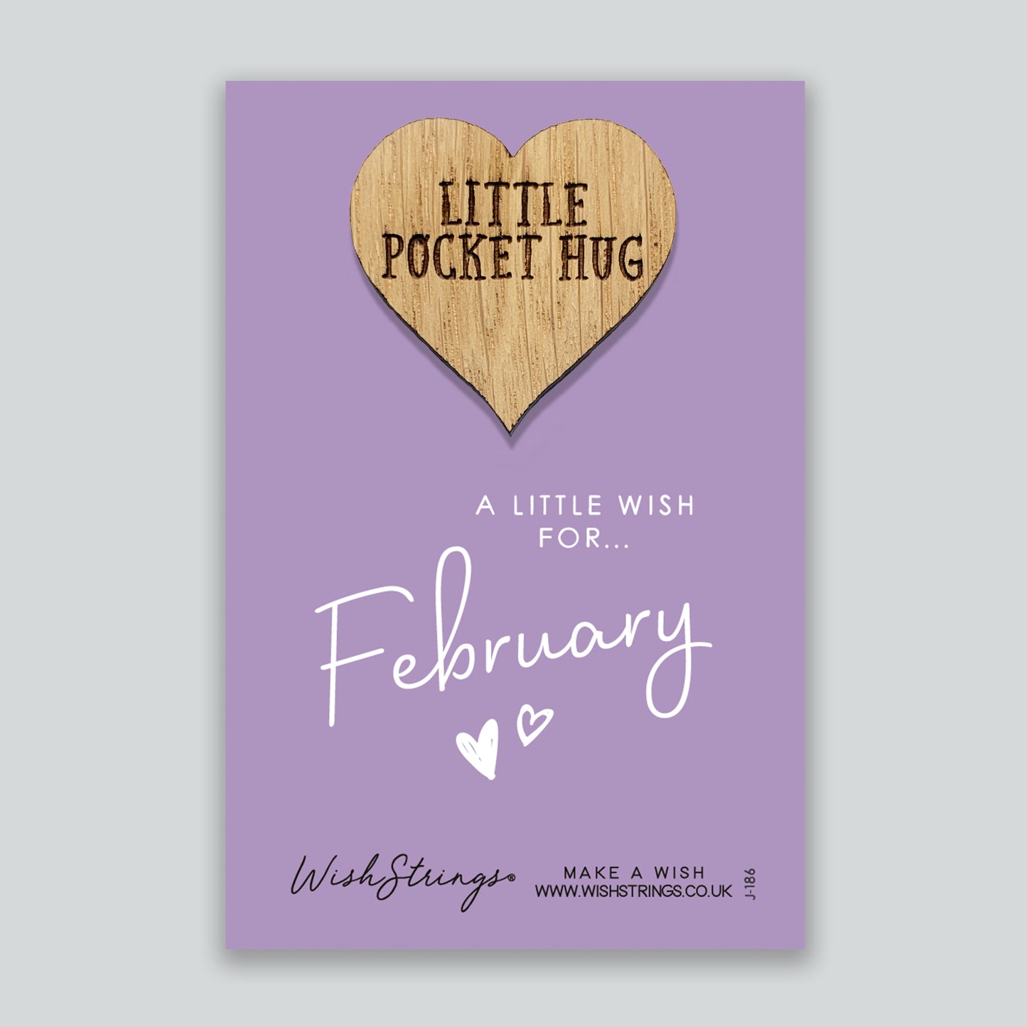 February - Little Pocket Hug - Wooden Heart Keepsake Token