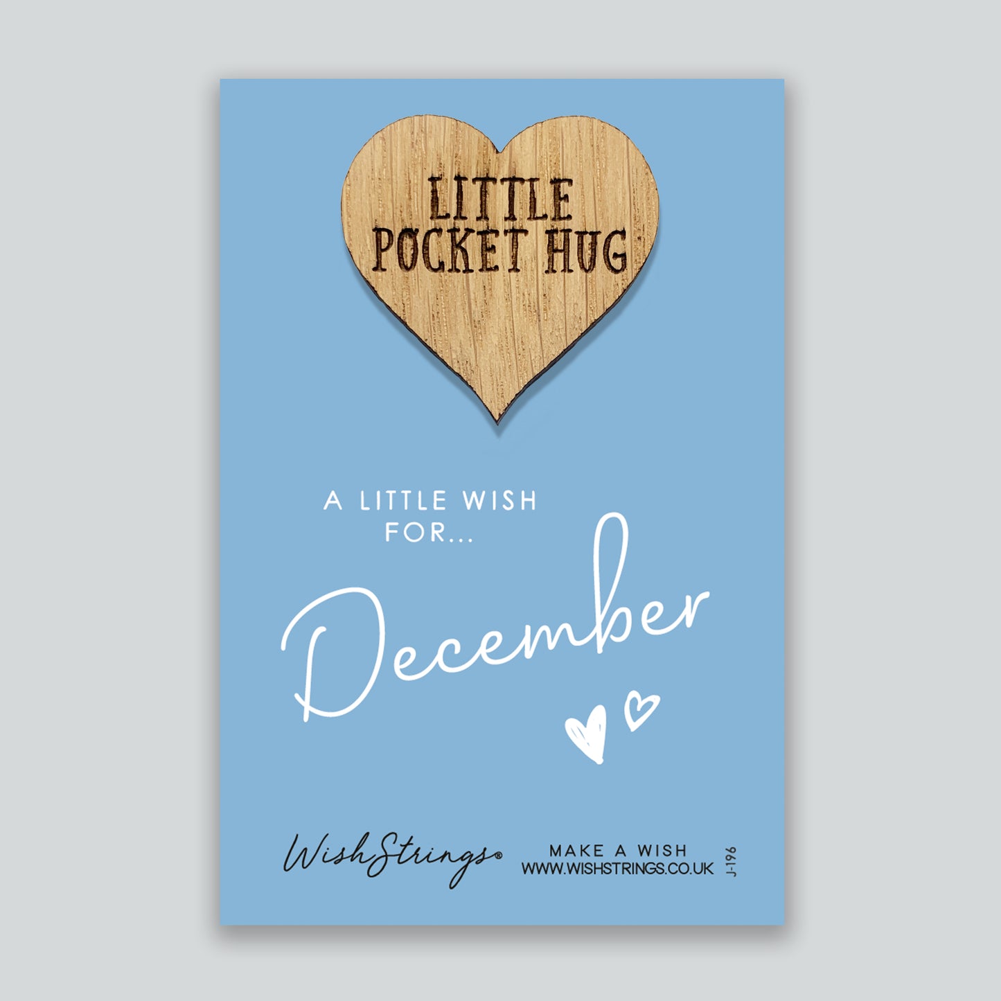 December - Little Pocket Hug - Wooden Heart Keepsake Token
