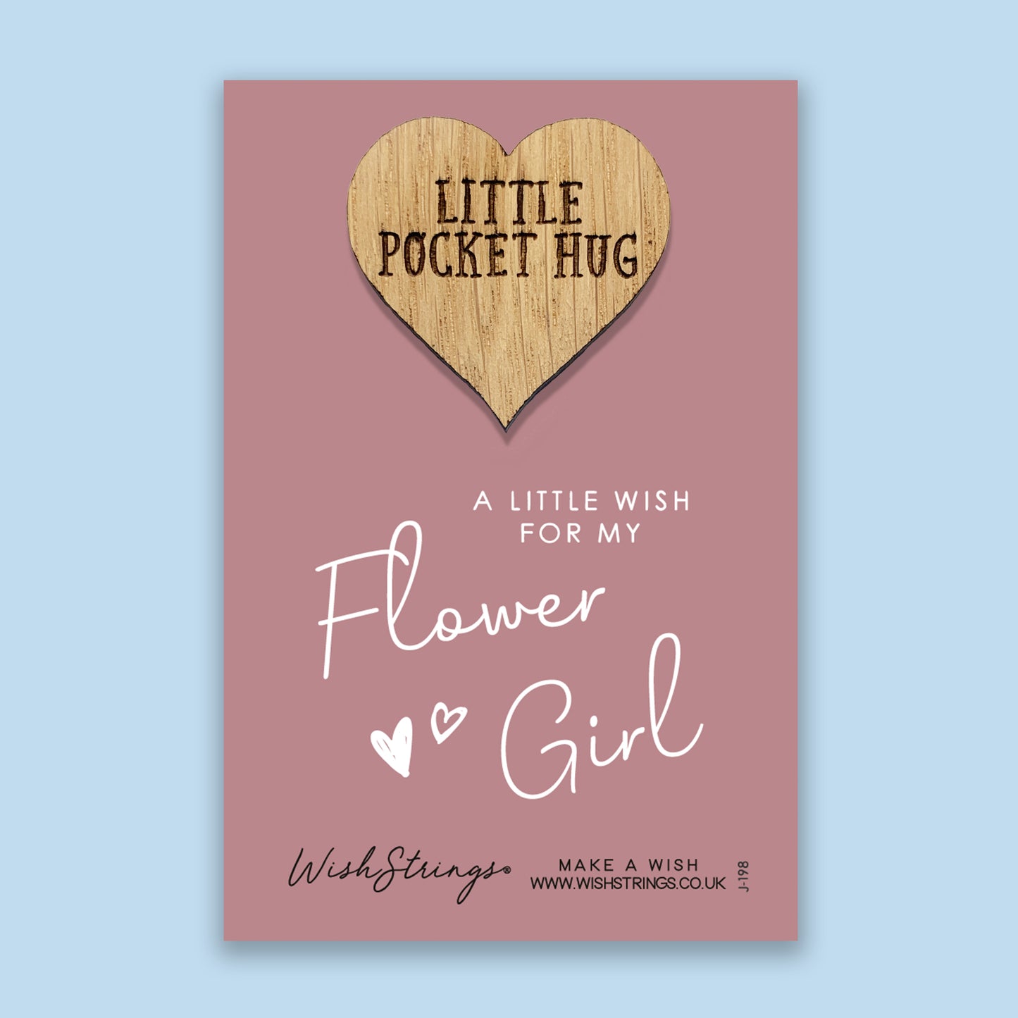 Flower Girl - Little Pocket Hug - Wooden Heart Keepsake Token