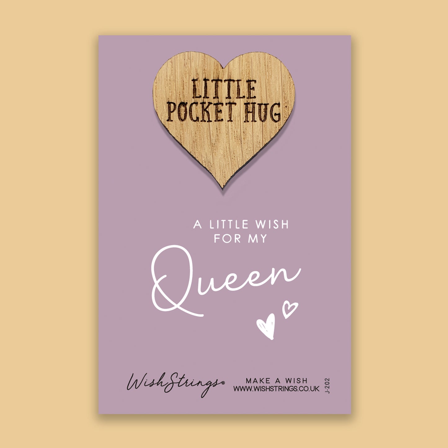 Queen - Little Pocket Hug - Wooden Heart Keepsake Token