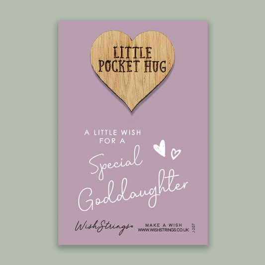 Special Goddaughter - Little Pocket Hug - Wooden Heart Keepsake Token