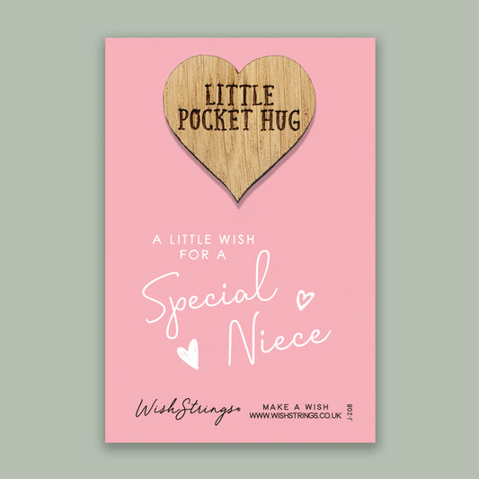 Special Niece - Little Pocket Hug - Wooden Heart Keepsake Token