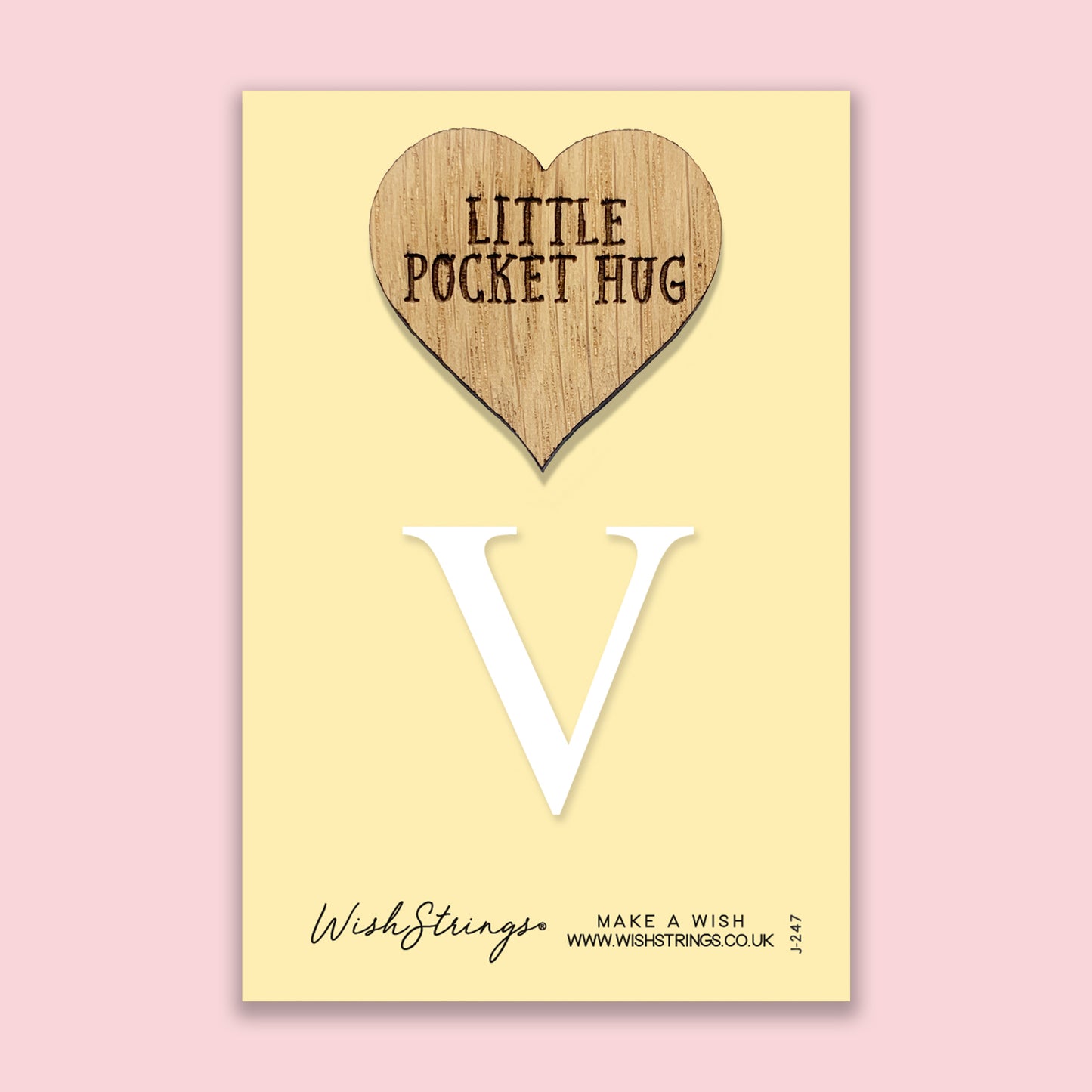 V - Little Pocket Hug - Wooden Heart Keepsake Token