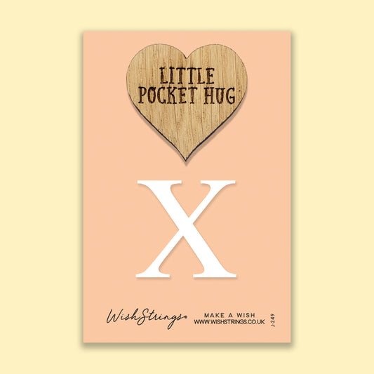 X - Little Pocket Hug - Wooden Heart Keepsake Token
