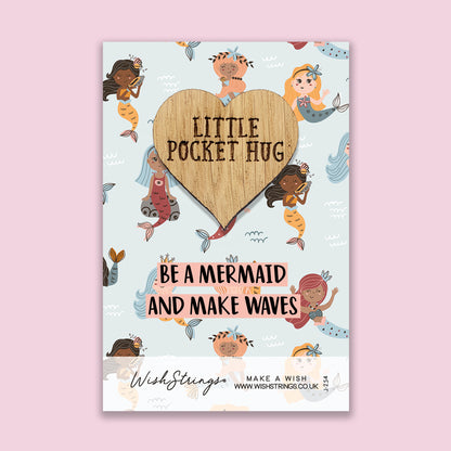 Mermaid - Little Pocket Hug - Wooden Heart Keepsake Token