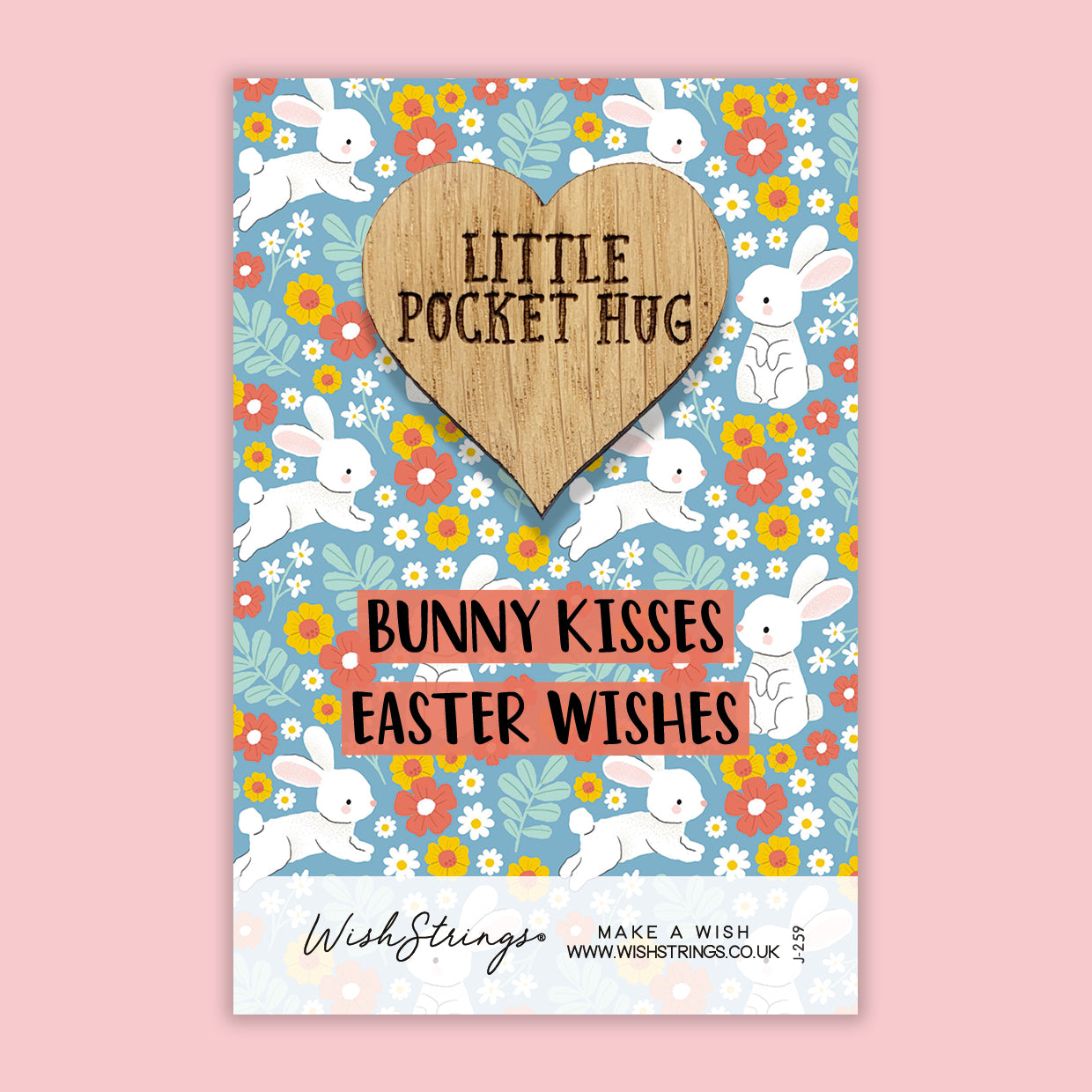 Easter Bunny - Little Pocket Hug - Wooden Heart Keepsake Token