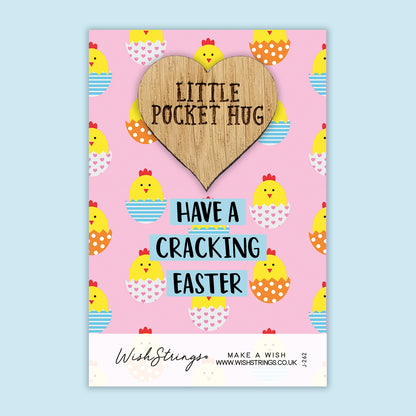 Cracking Easter - Little Pocket Hug - Wooden Heart Keepsake Token