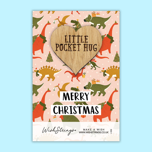 Dinosaur, Merry Christmas - Pocket Hug - Keepsake Token