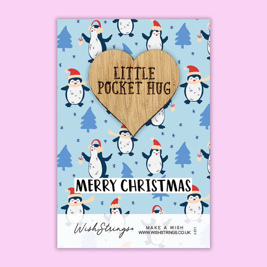 Penguin, Merry Christmas - Pocket Hug - Keepsake Token