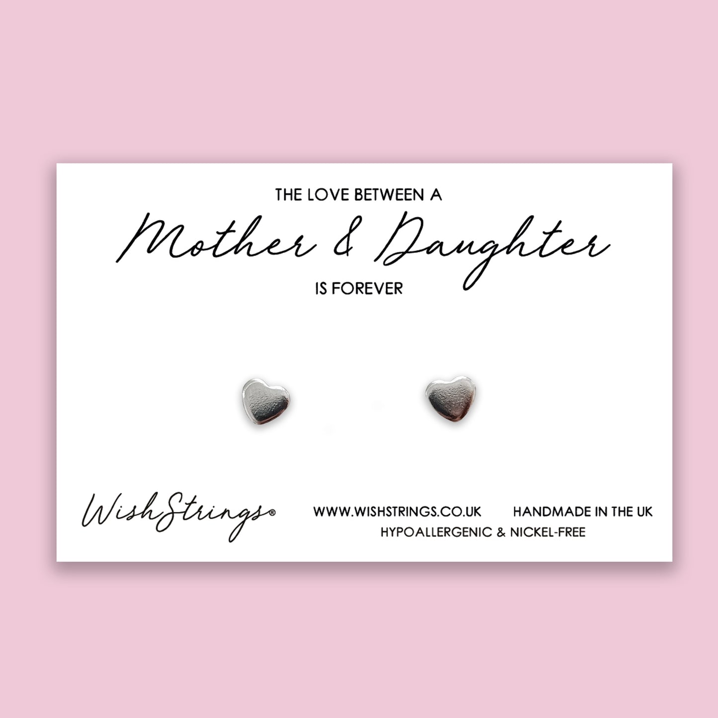 Love between Mother & Daughter - Silver Heart Stud Earrings | 304 Stainless - Hypoallergenic