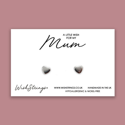 Mum - Silver Heart Stud Earrings | 304 Stainless - Hypoallergenic
