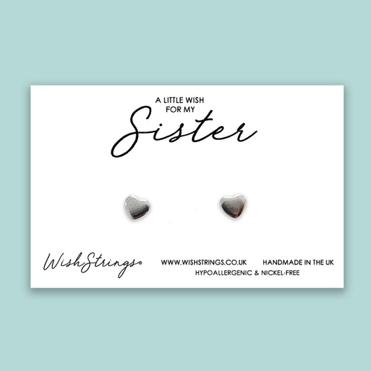 Sister - Silver Heart Stud Earrings | 304 Stainless - Hypoallergenic