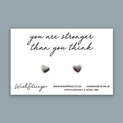 Stronger than you Think - Silver Heart Stud Earrings | 304 Stainless - Hypoallergenic