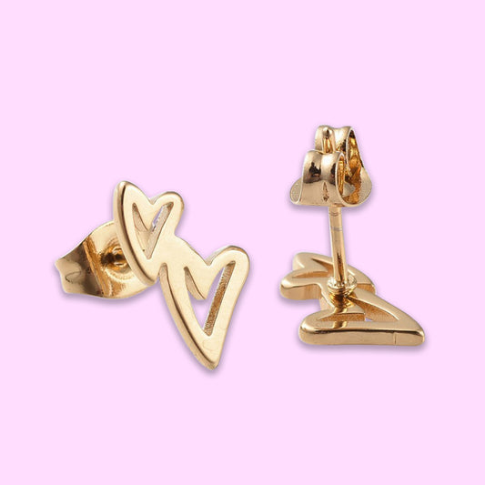 Gold Hearts - Stud Earrings