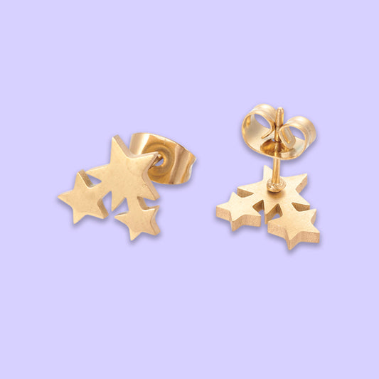 Golden Stars - Stud Earrings
