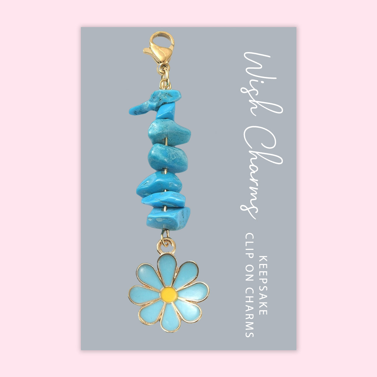 Flowers - Wish Charms - Keepsake Clip on Charm with Gemstones