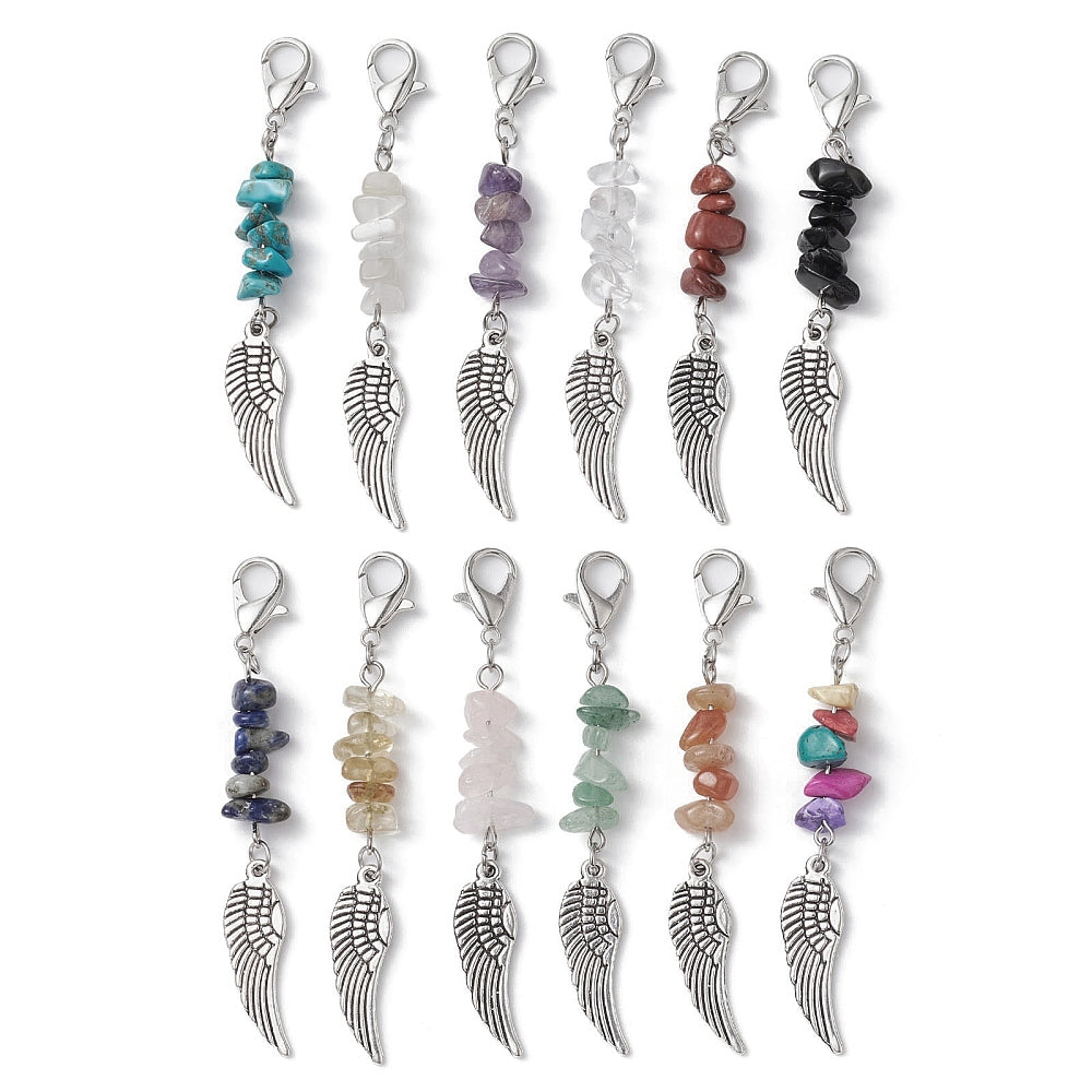 Angel Wing - Wish Charms - Keepsake Clip on Charm with Gemstones