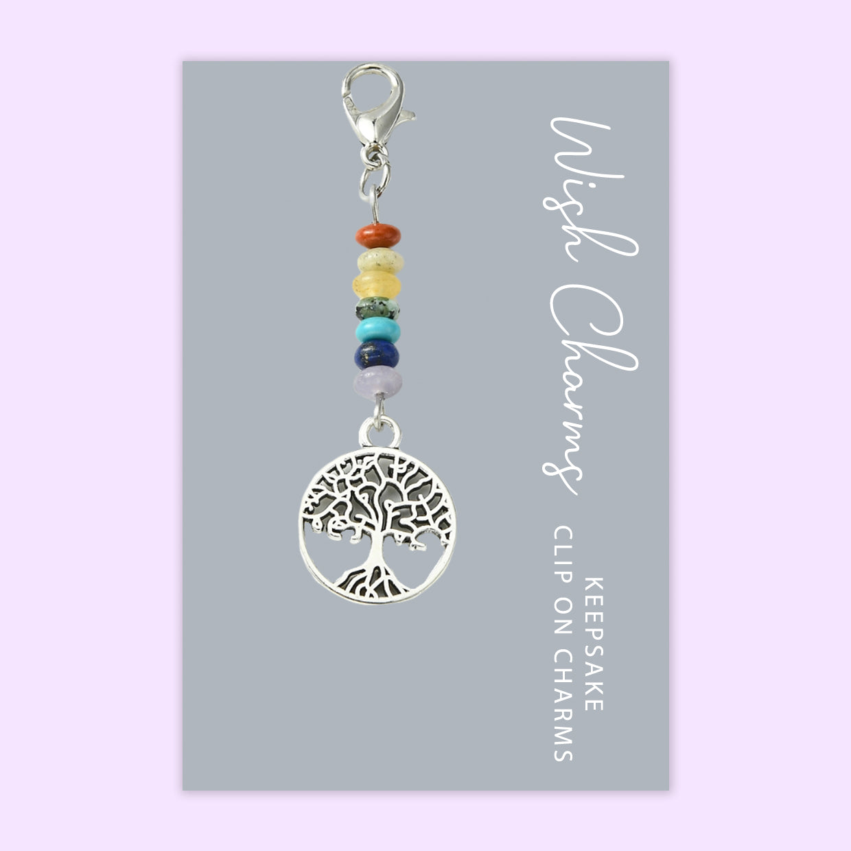 Tree of Life - Wish Charms - Keepsake Clip on Charm with Gemstones